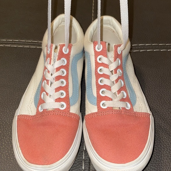 Women’s size 5 vans shoes. Pink and blue and cream. GUC. - Picture 2 of 12